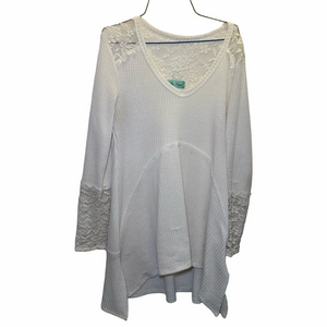 Filly Flair White Long Sleeve Lace Ribbed Blouse Size Small